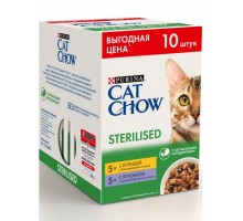 НАБОР паучей для стерилизованных кошек 5шт*85г с ягненком в соусе, 5шт*85г с курицей в соусе