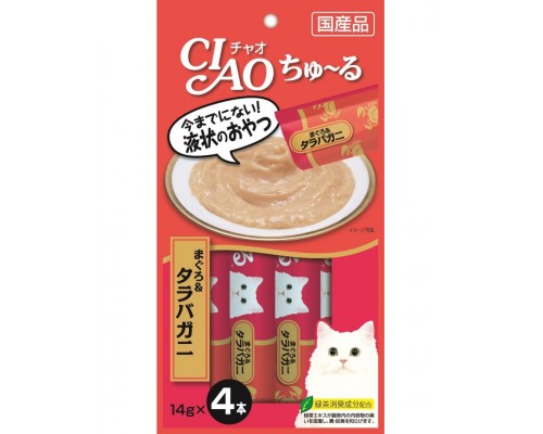 Лакомство для кошек Inaba Ciao Churu Тунец магуро с камчатским крабом, пюре