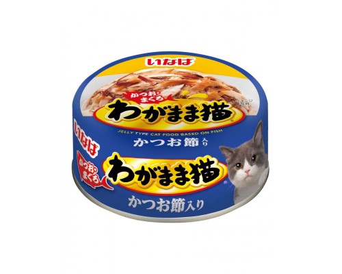 Влажный корм для кошек Inaba Wagamama Микс тунцов с кацуобуси в желе