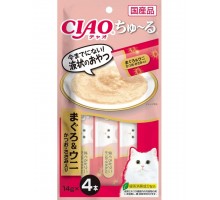 Лакомство для кошек Inaba Ciao Churu Тунец кацуо с морским ежом, пюре