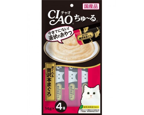 Лакомство для кошек Inaba Ciao Churu Тунец магуро с добавлением брюшной части тунца магуро, пюре