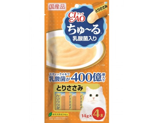 Лакомство для кошек Inaba Ciao Churu Пюре с лактобактериями, куриное филе