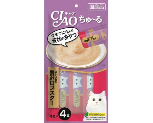 Лакомство для кошек Inaba Ciao Churu Тунец магуро с королевским лобстером, пюре