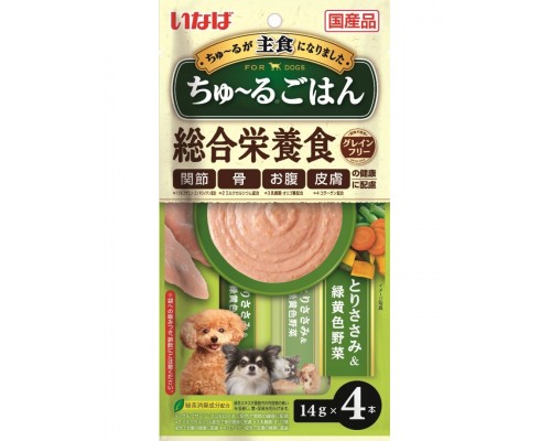 Лакомство для собак Inaba Churu Gohan Куриное филе с овощами, пюре