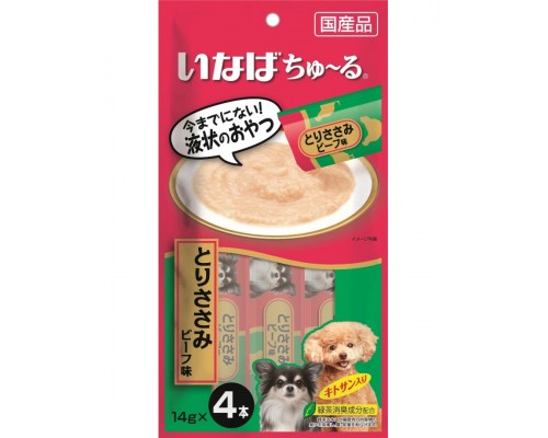 Лакомство для собак Inaba Churu Куриное филе со вкусом говядины, пюре