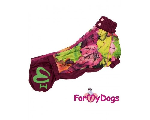 Дождевик для таксы Листья бордовый для девочек