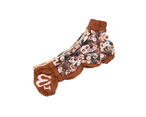 Дождевик для такс и вельш-корги Цветы коричневый для девочек