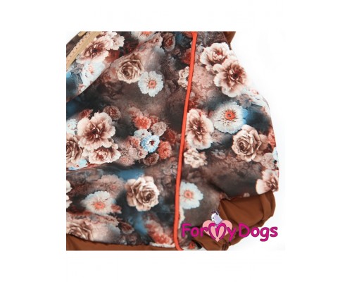 Дождевик для такс и вельш-корги Цветы коричневый для девочек