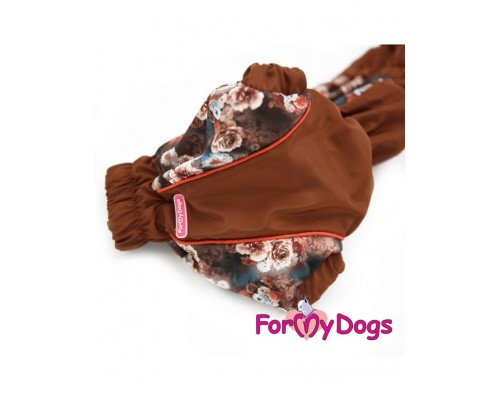 Дождевик для такс и вельш-корги Цветы коричневый для девочек