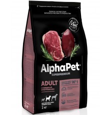 AlphαPet Superpremium с говядиной и потрошками для взрослых собак средних пород