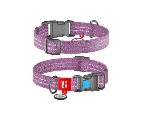 Ошейник WAUDOG Re-cotton, с QR-паспортом, фиолетовый