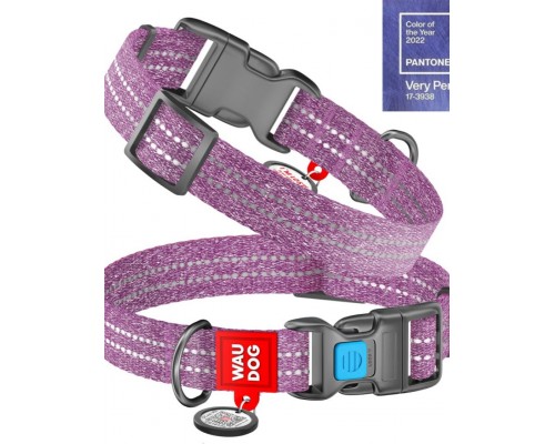 Ошейник WAUDOG Re-cotton, с QR-паспортом, фиолетовый