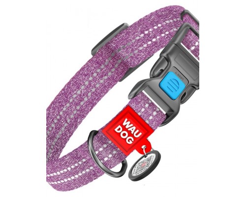 Ошейник WAUDOG Re-cotton, с QR-паспортом, фиолетовый