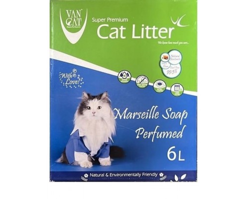 Комкующийся наполнитель для кошек без пыли с ароматом марсельского мыла