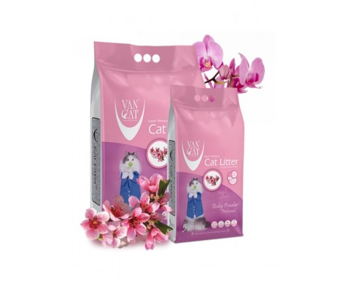 Наполнитель для кошачьих туалетов, комкующийся, без пыли, с ароматом детской присыпки