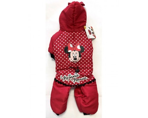 Комбинезон зимний Disney Minnie зимний с капюшоном с мехом, с отделкой черный/красный горох