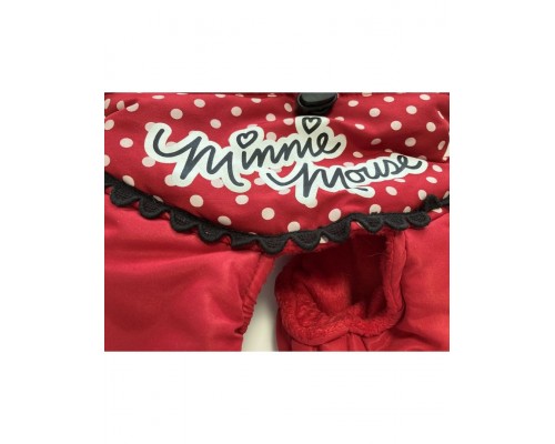 Комбинезон зимний Disney Minnie зимний с капюшоном с мехом, с отделкой черный/красный горох