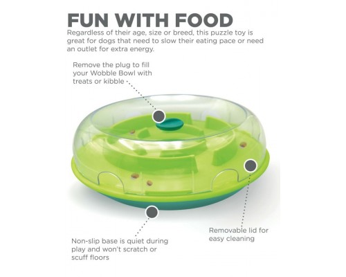 Раскачивающаяся миска-головоломка для медленного поедания корма Wobble Bowl для собак