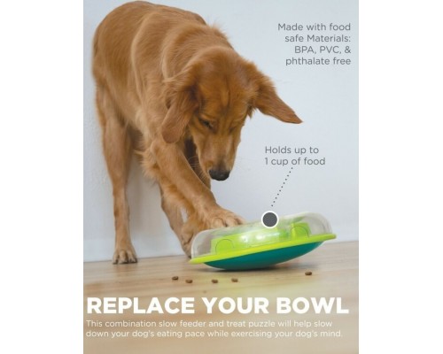 Раскачивающаяся миска-головоломка для медленного поедания корма Wobble Bowl для собак