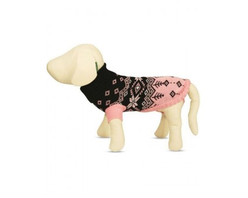 Свитер с орнаментом для собак розовый/черный/белый