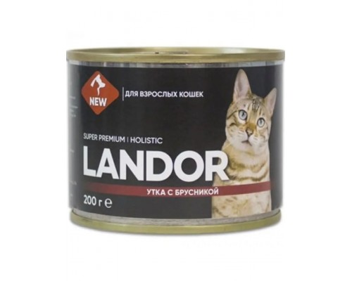 LАNDOR консервы для взрослых кошек утка с брусникой