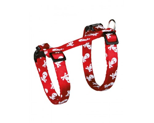 Шлейка с поводком для кошки, Нейлон, "Черепа и кости"