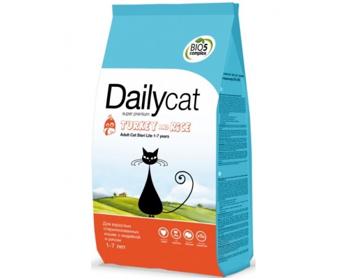 Dailycat Classic Line Adult Steri lite для взрослых стерилизованных кошек с индейкой и рисом