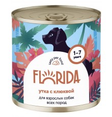 Консервы FLORIDA для собак с уткой и клюквой