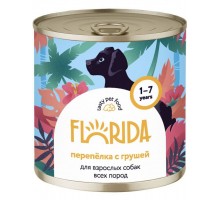 Консервы FLORIDA для собак с перепёлка с грушей