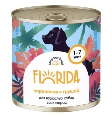 Консервы FLORIDA для собак с перепёлка с грушей