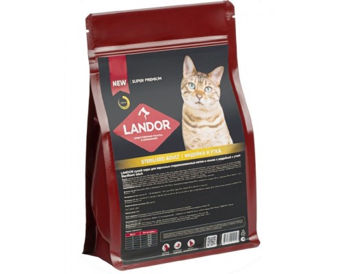 LANDOR для взрослых стерилизованных кошек с индейкой и уткой