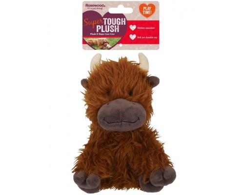 Игрушка для собак мягкая с канатом Rosewood "Бычок с рожками", коричневый