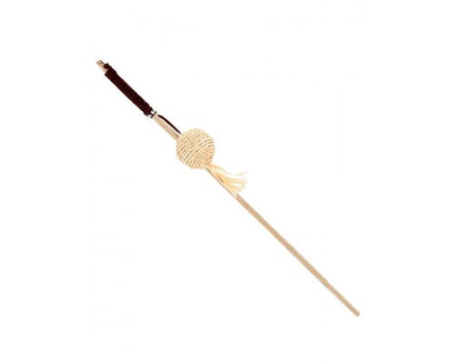 Удочка-дразнилка из кукурузных листьев и дерева для кошек "Мяч"