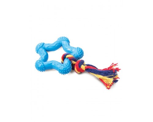 Игрушка для собак из цельнолитой резины "Звездочка с веревкой"