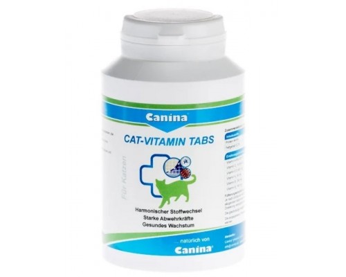 Canina Cat-Vitamin Tabs уникальный витаминно-минеральный комплекс обеспечивает полноценный рост и отличное физическое состояние животного, незаменим при натуральном типе кормления