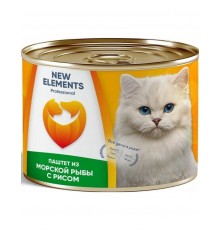 New Elements Professional FISH Паштет из морской рыбы с рисом консервы для кошек