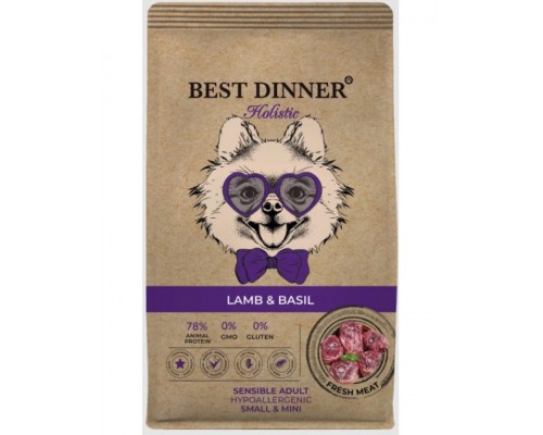 Holistic Adult Sensible Hypoallergenic Small&Mini Lamb&Basil  ягненком и базиликом для взрослых собак мелких пород