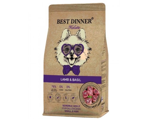 Holistic Adult Sensible Hypoallergenic Small&Mini Lamb&Basil  ягненком и базиликом для взрослых собак мелких пород