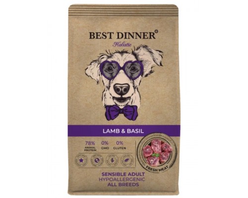 Holistic Adult Sensible Hypoallergenic All Breeds Lamb&Basil c с ягненком и базиликом для взрослых собак всех пород