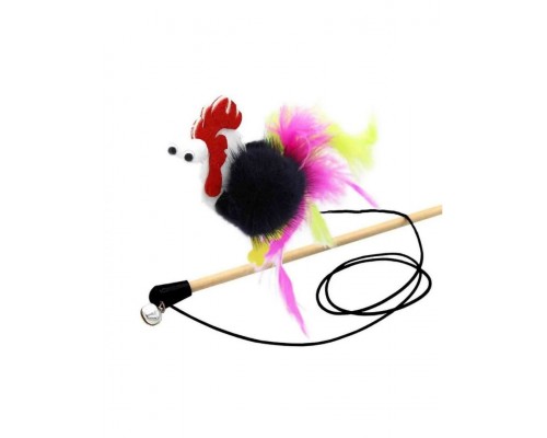 Махалка-дразнилка "Петух Виссарион" из натуральной норки с хвостом из пера