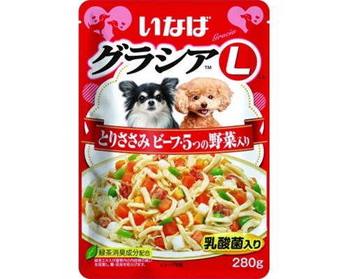 Влажный корм для собак Inaba Gracia L куриное филе с говядиной и овощами