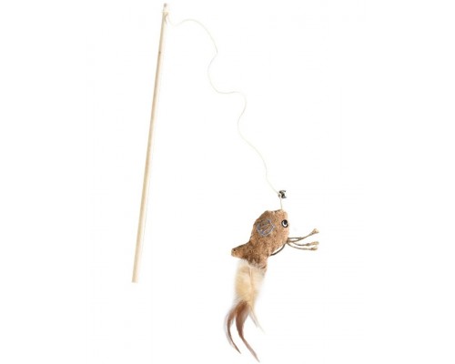 Удочка-дразнилка Рыбка с мятой и перьями, текстиль (PetSta)