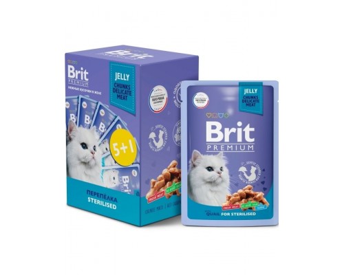 Промо-Набор 5+1 перепелка в желе паучи для взрослых стерилизованных кошек