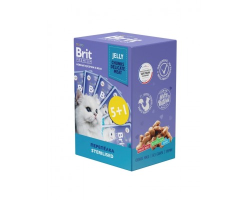 Промо-Набор 5+1 перепелка в желе паучи для взрослых стерилизованных кошек