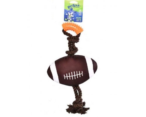 Игрушка для собак Мяч для регби с канатом и пищалкой, текстиль