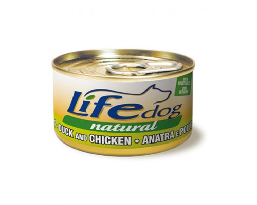 Мясо утки, курицы и овощи в соусе для собак