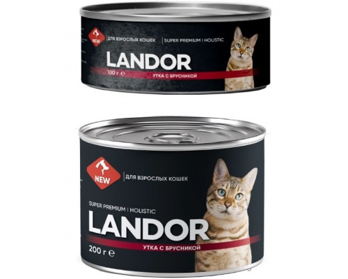 LАNDOR консервы для взрослых кошек утка с брусникой
