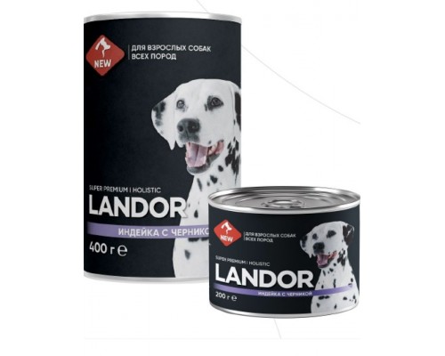 LАNDOR консервы для собак всех пород индейка с черникой