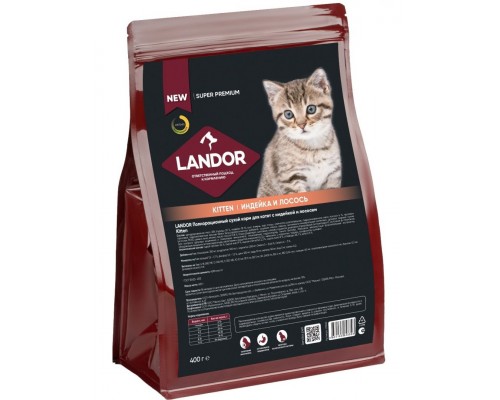 LANDOR корм для котят с индейкой и  лососем