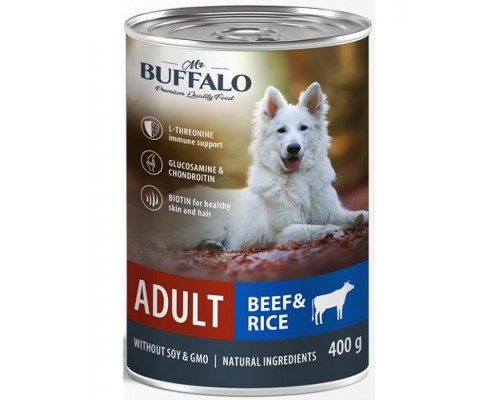 Mr.Buffalo Adult Dog «ГОВЯДИНА С РИСОМ» консервы для собак